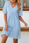 Classic V Neck Swiss Dot Dress