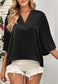 V Neck Elbow Sleeve Blouse