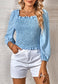 Ruffle Square Neck Shirred Blouse