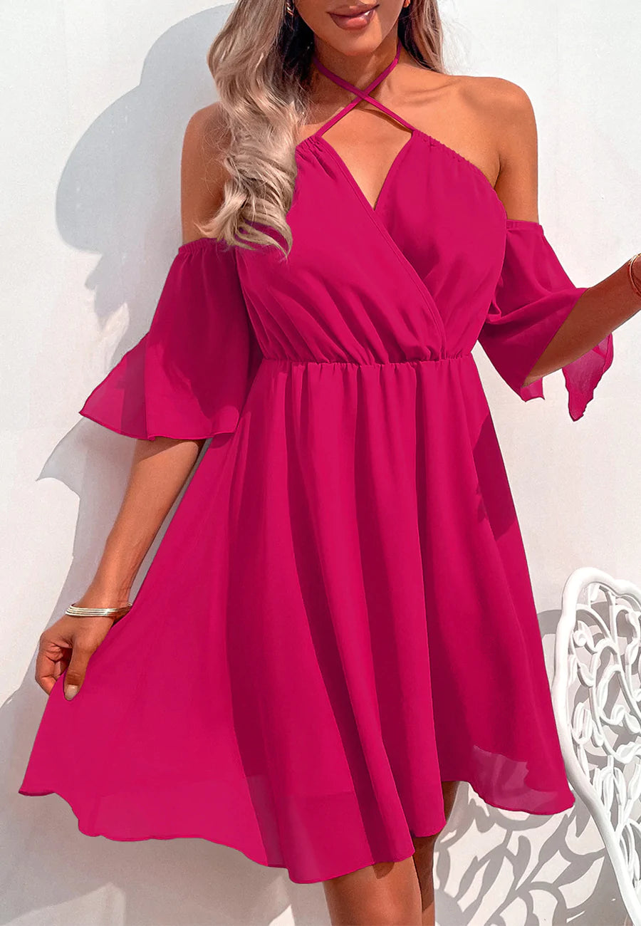 Tie Neck Surplice Dress