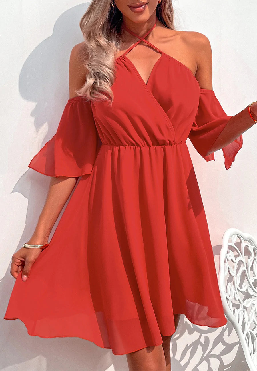 Tie Neck Surplice Dress