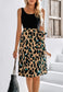 Two Tone Leopard Tie Waist Dress