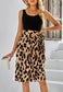 Two Tone Leopard Tie Waist Dress