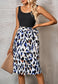 Two Tone Leopard Tie Waist Dress