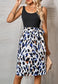 Two Tone Leopard Tie Waist Dress