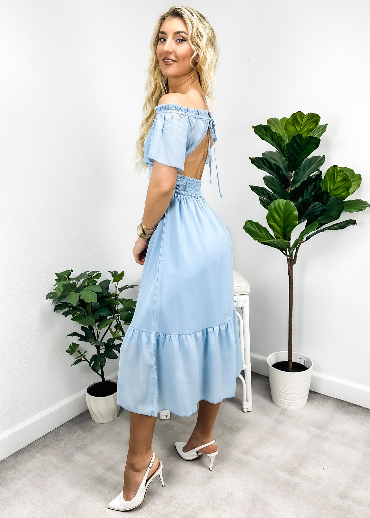 Off Shoulder Tie Back Dress