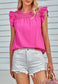 Lace Front Ruffle Shoulder Blouse