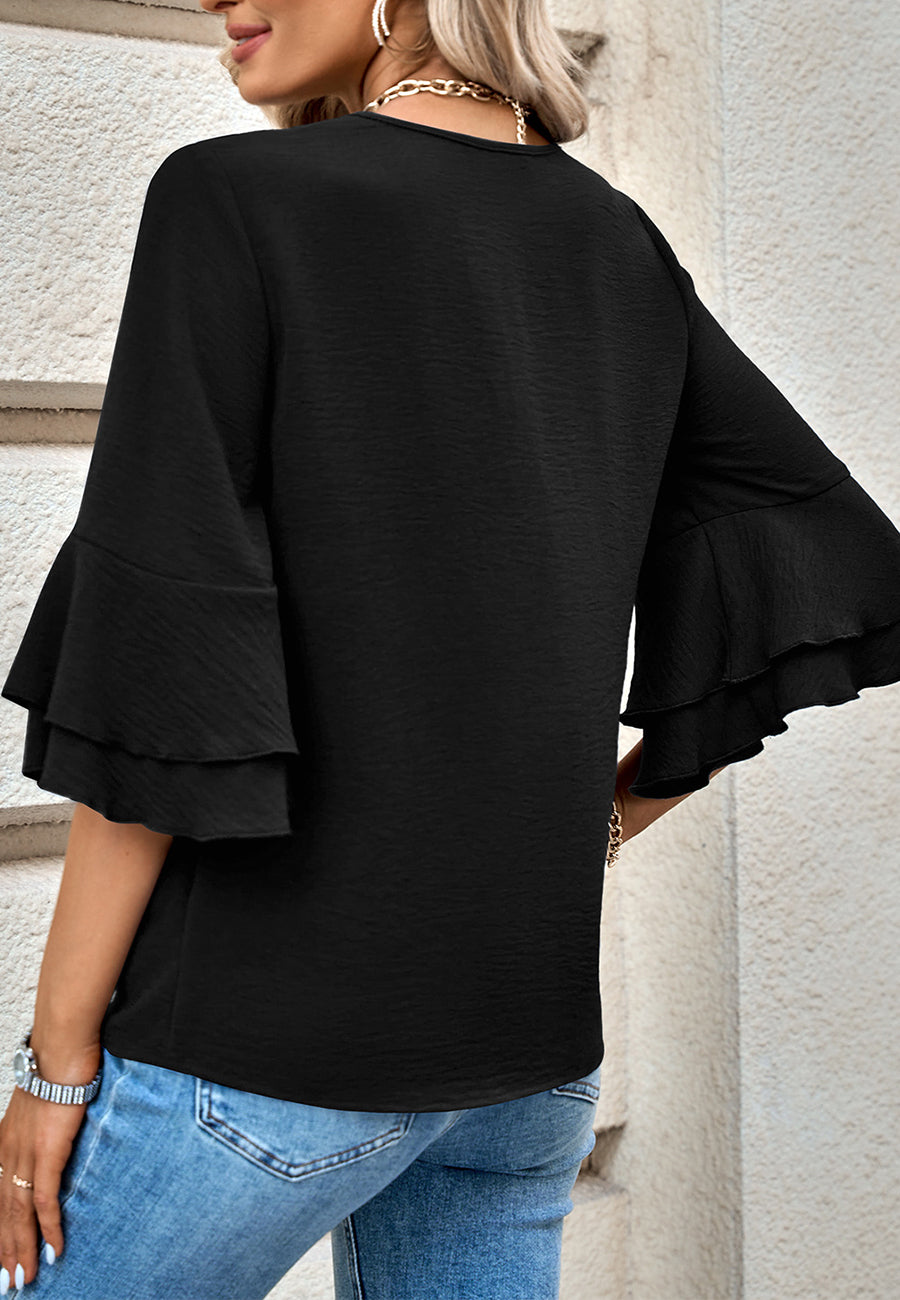 Tiered Ruffle Sleeve Blouse