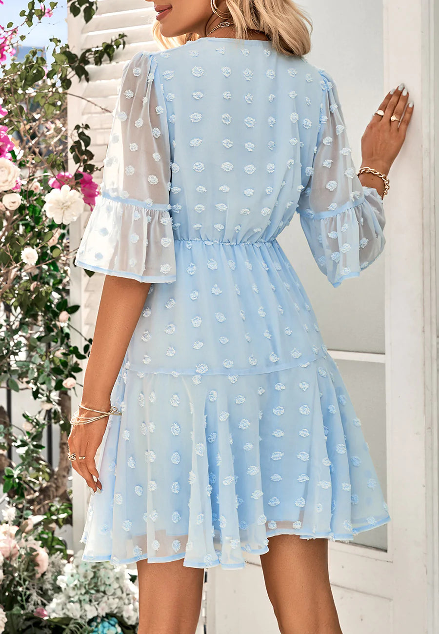 Clip Dot Sheer Sleeve Dress