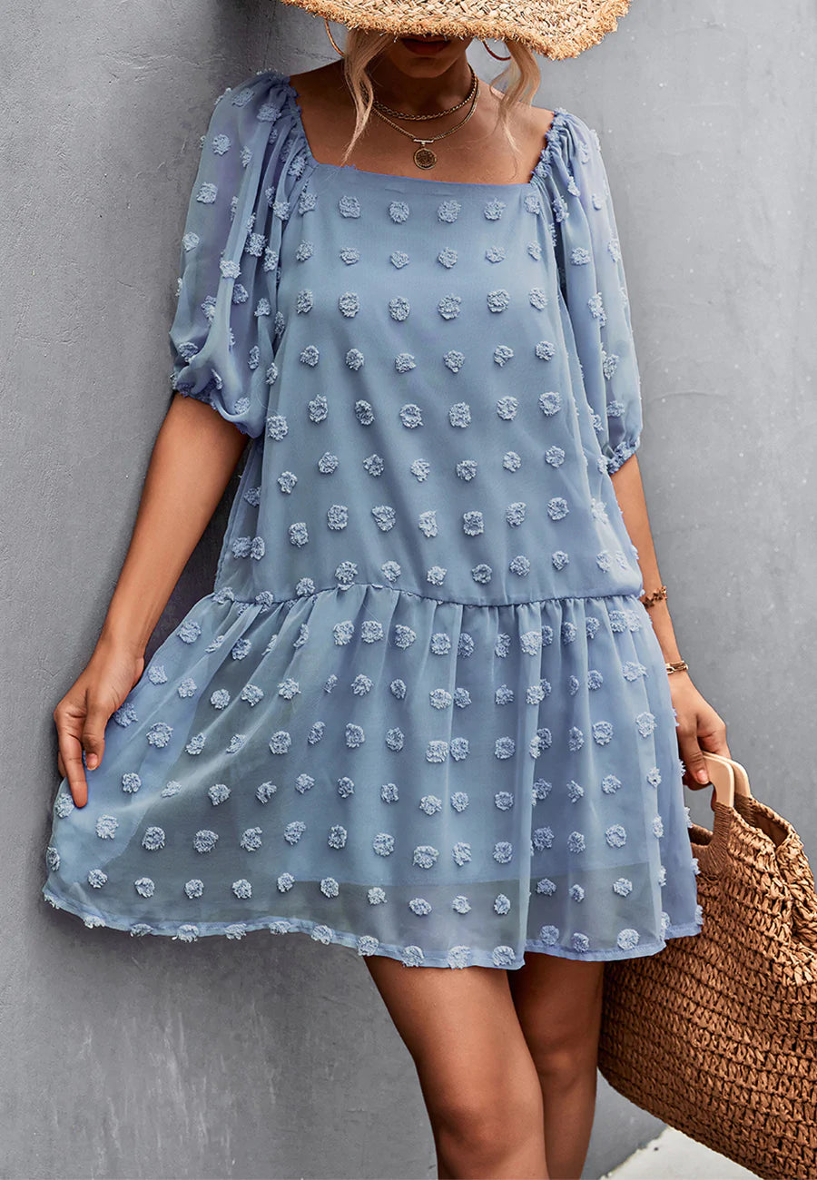 Puff Sleeve Swiss Dot Dress