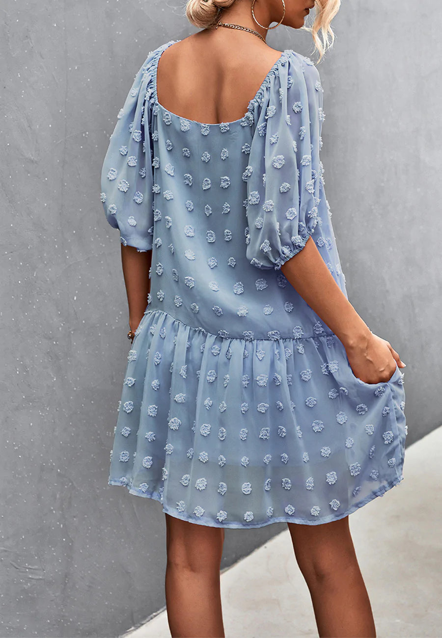 Puff Sleeve Swiss Dot Dress