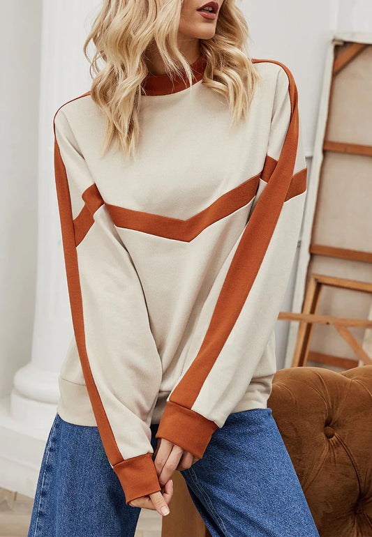 Two Tone Geometric Striped Sweater
