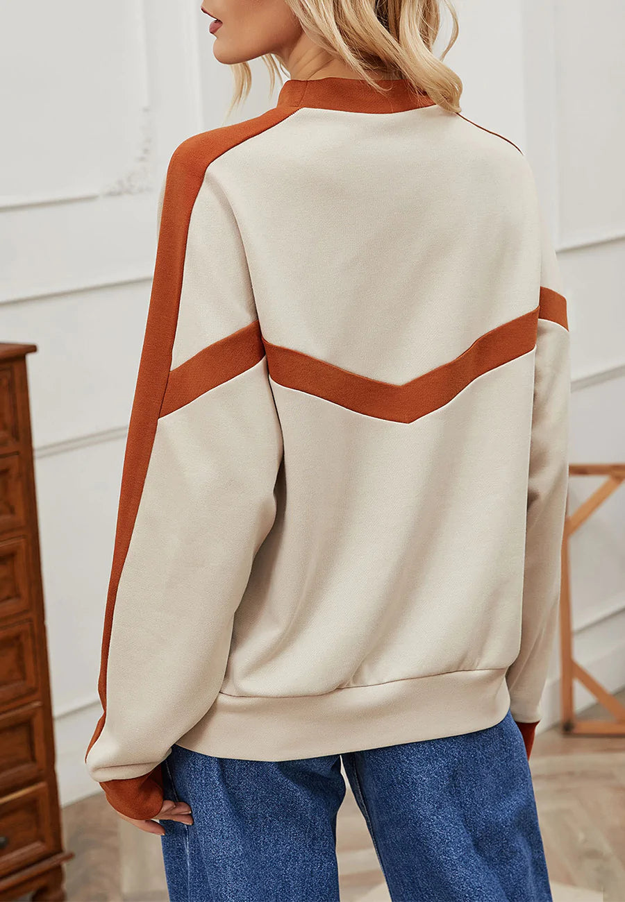 Two Tone Geometric Striped Sweater