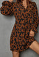 Ruffle Split V Neck Leopard Dress