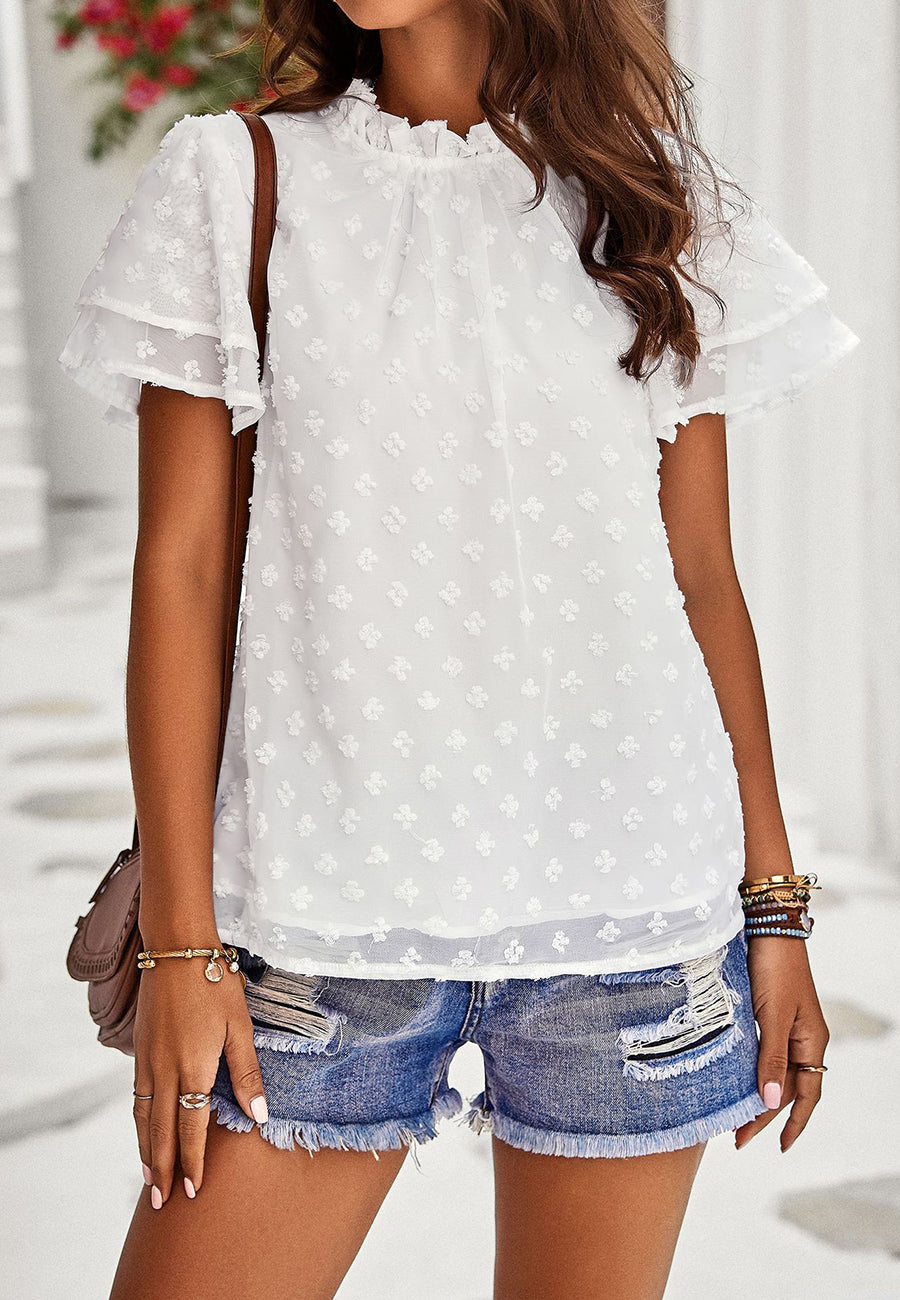 Textured Tiered Sleeve Blouse