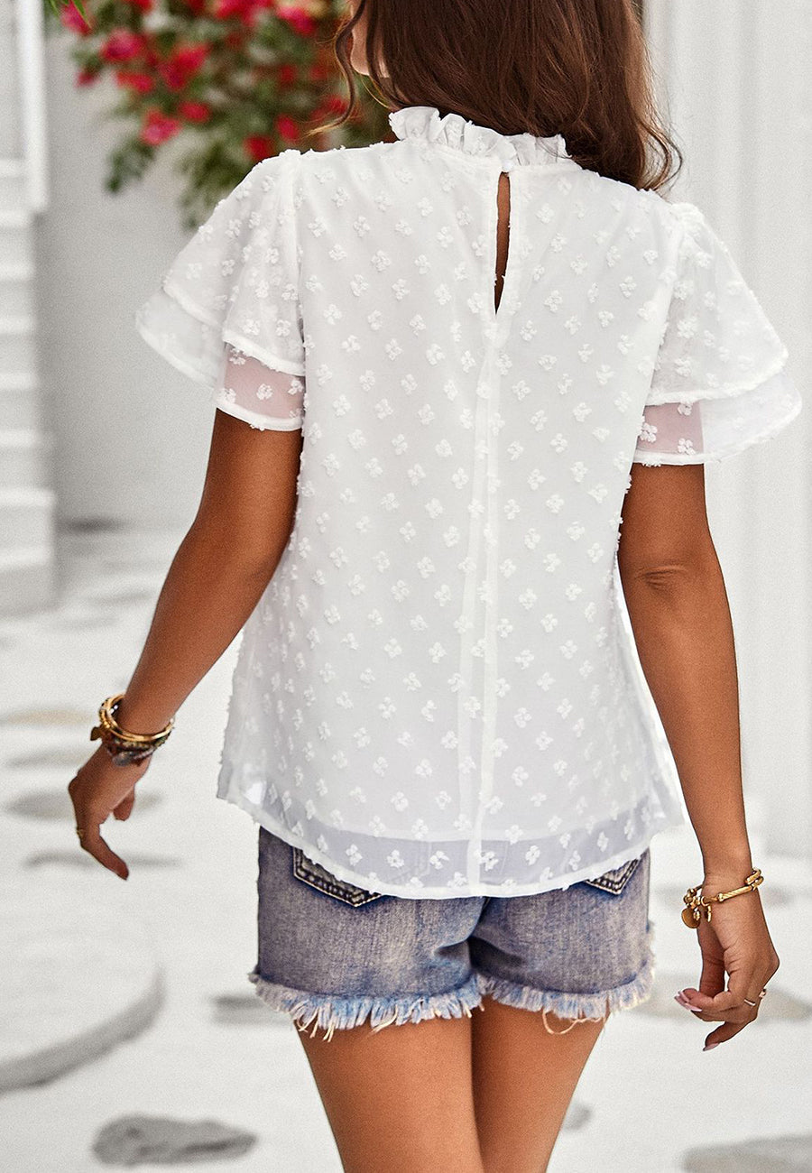 Textured Tiered Sleeve Blouse