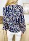 Abstract Print Bishop Sleeve Blouse