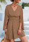 Asymmetrical Sleeve Shirred Waist Dress