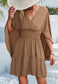 Asymmetrical Sleeve Shirred Waist Dress