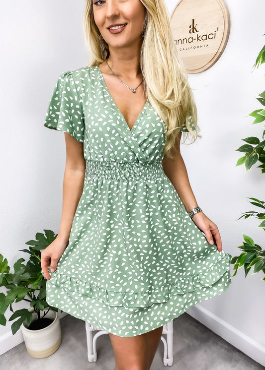 Animal Print Ruffle Detail Dress