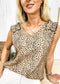 Ruffle Shoulder Animal Print Top