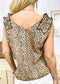Ruffle Shoulder Animal Print Top