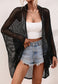 Batwing Sleeve Crochet Knit Cardigan