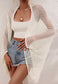 Batwing Sleeve Crochet Knit Cardigan