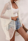 Batwing Sleeve Crochet Knit Cardigan