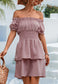Off-Shoulder Shirred Waist Dress