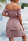 Off-Shoulder Shirred Waist Dress