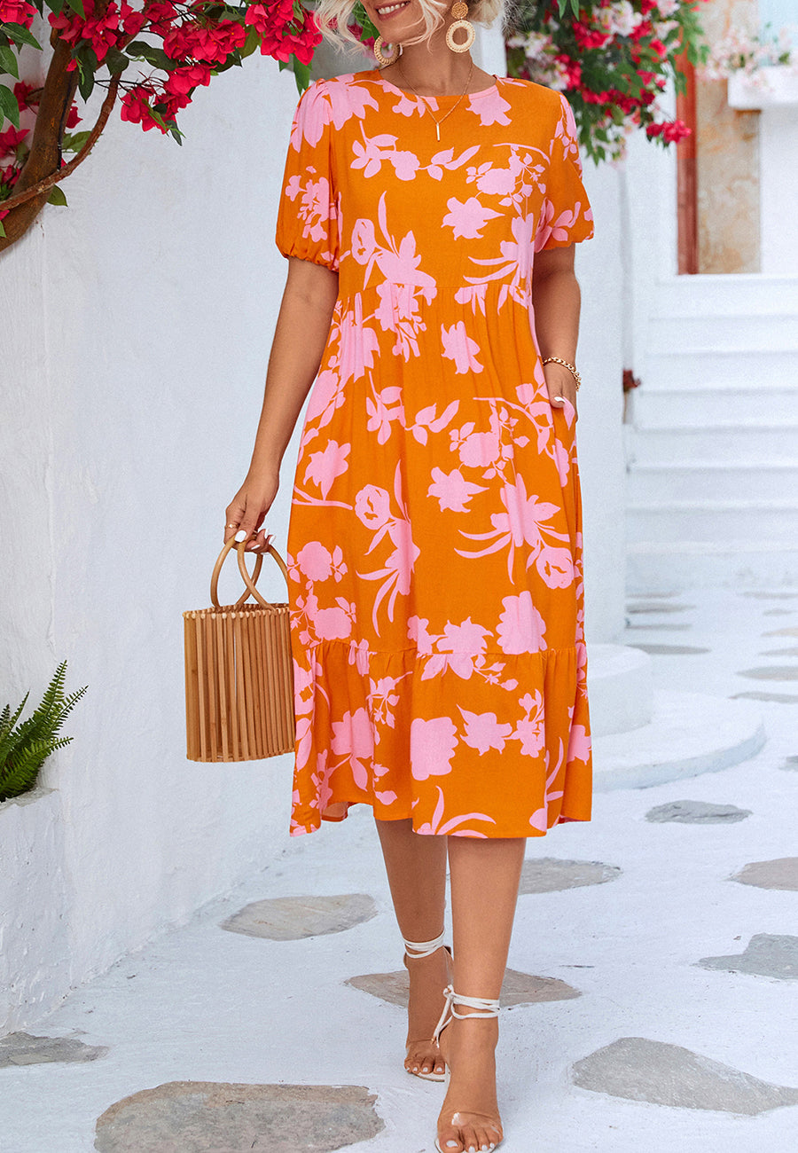 Two Tone Floral Dress