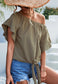 Ruffle Sleeve Tie Hem Blouse