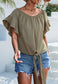Ruffle Sleeve Tie Hem Blouse