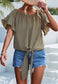 Ruffle Sleeve Tie Hem Blouse