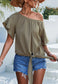 Ruffle Sleeve Tie Hem Blouse