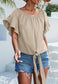 Ruffle Sleeve Tie Hem Blouse