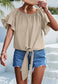 Ruffle Sleeve Tie Hem Blouse