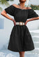 Round Neck Puff Sleeve Classic Dress