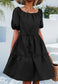 Round Neck Puff Sleeve Classic Dress