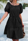 Round Neck Puff Sleeve Classic Dress