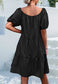 Round Neck Puff Sleeve Classic Dress