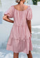 Round Neck Puff Sleeve Classic Dress