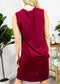 Solid Color Side Pleat Dress