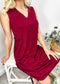 Solid Color Side Pleat Dress