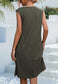 Solid Color Side Pleat Dress