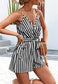 Striped Print Surplice Neck Romper