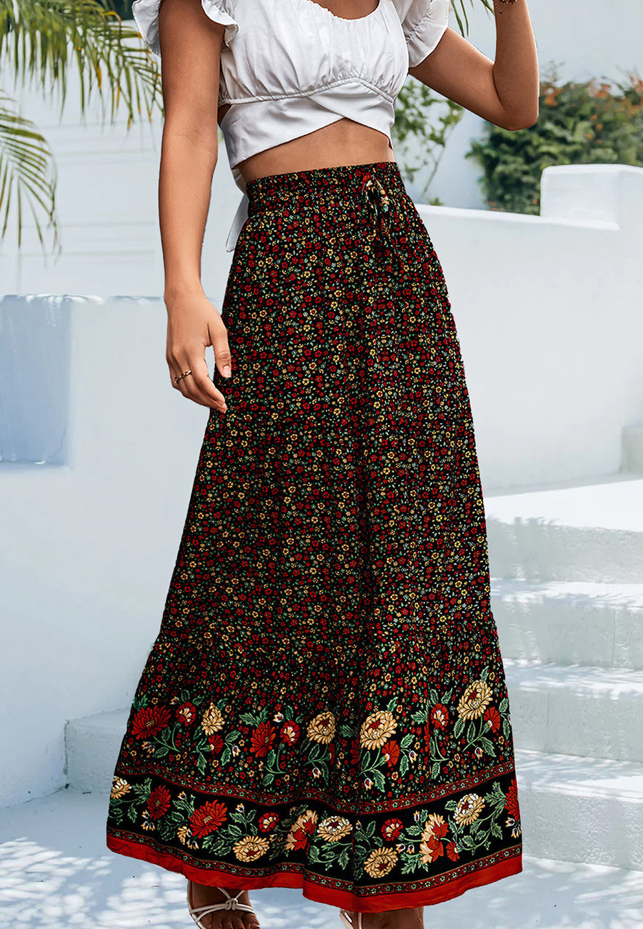High Waist Floral Bohemian Skirt