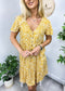Ditsy Floral Print Flutter Sleeve Dress