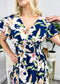 Ruffle Sleeve Shirred Waist Dress